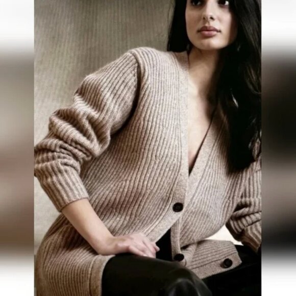 Banana Republic curio cashmere cardigan (medium, taupe) - Picture 2 of 12